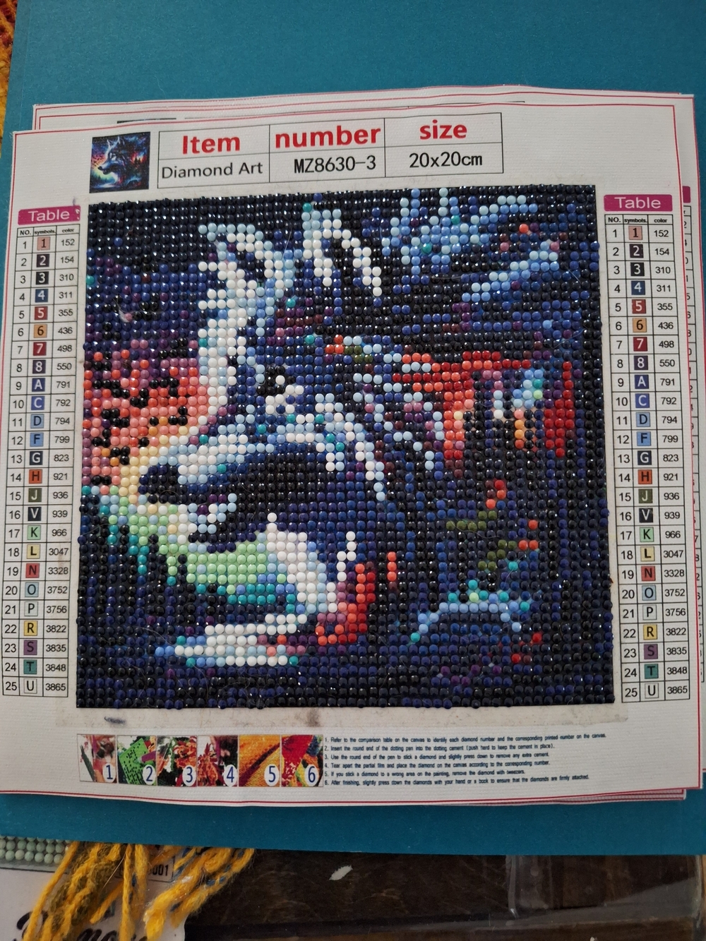 Colorful Wolf Diamond Art Mosaic 20x20cm